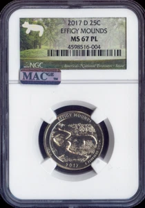 2017-D Effigy Mounds Quarter NGC MS67 PL Quality - Picture 1 of 2