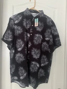 Men's Black Floral Palm Short Sleeve Button-Up Shirt Size XL NWT           B14-3 - Picture 1 of 7