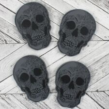 Set Of 4 Wooden Skull Coasters Halloween Gift Decoration Party Favour Cup Stand 