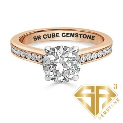 14K Rose Gold Pleated Engagement Ring,3CT Round Cut Engagement Ring,Classic Ring Foto 1 de 4