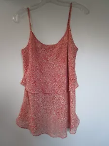 CABI 339 MEDIUM Ruffled Tiered Adjustable Spaghetti Strap Paprika Cami Top Blous - Picture 1 of 5
