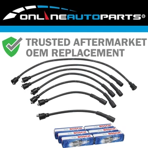 Ignition Leads + Bosch Spark Plugs Set for Landcruiser FJ75 4.0L 3F 1986~1992 - Picture 1 of 2
