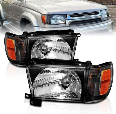 1996-1998 Black Glass Headlight + Corner Light Pair For Toyota 4Runner w/ Bulb - Image 1 of 4