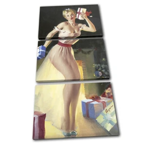 Vintage Girl Poster Sexy Retro Pin-ups TREBLE CANVAS WALL ART Picture Print - Picture 1 of 1