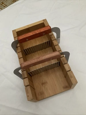 Bamboo Soap Slicer With Two Wavy Blades - image 1 of 4