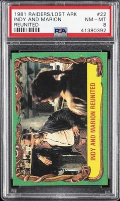 🎬 👀 1981 RAIDERS OF THE LOST ARK REUNITED #22 INDY AND MARION PSA 8 - Image 1 of 2