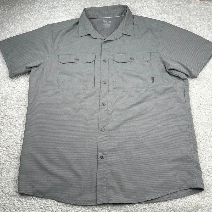 Mountain Hardwear Shirt Mens XL Gray Short Sleeve Button Down Vented Breathable - Image 1 of 4