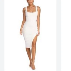 Women’s size L, scoop neck gold-tone button slit, body-con summer dress￼ - Picture 1 of 8