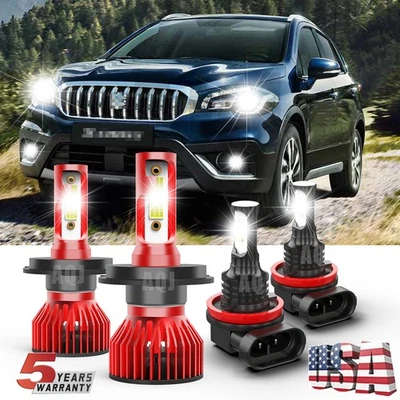 For Suzuki S-Cross 2015-2019 Combo 4x 9003+H11 LED Headlight Lamps Super Bright - Imagem 1 de 4