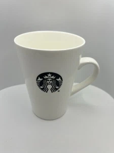 Starbucks 2015 Tall Ceramic White Coffee Mug w/Black Siren Logo 16 Fl. Oz - Picture 1 of 3