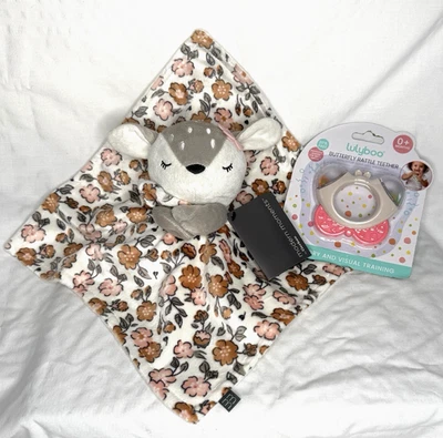 Gerber Moments Manta de Seguridad Ciervo Floral Lovey y Mariposa Sonajero Mordedor Nuevo con Etiquetas Foto 1 de 4