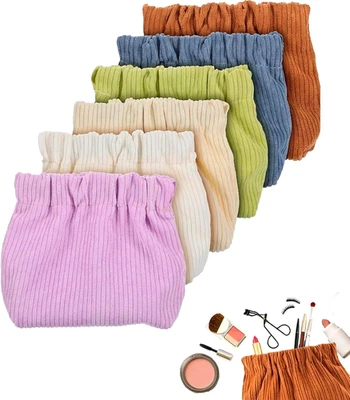 6 Packs Corduroy Elastic Hair Tie Organizer Bag, Portable Travel Elastic Storage - Image 1 of 4