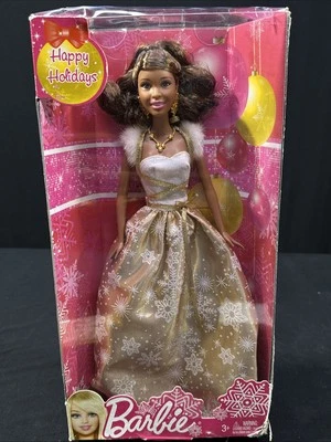Barbie 2011 African American Happy Holidays Doll with Gold/White Winter Dress - Image 1 of 4