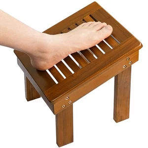 Teak Wood Shower Foot Stool for Shaving Legs, Sturdy Shower Foot Rest for Sho... - Picture 1 of 9