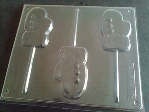 3 CAVITY CHRISTMAS, MITTEN CHOCOLATE LOLLIPOP, MOULD, SOAP, CLAY, MOULDS - Picture 1 of 1