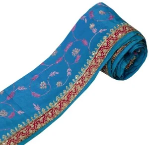 Vintage Sari Border Indian Craft Sewing Trim Hand Beaded Embroidered Ribbon Lace - Picture 1 of 5