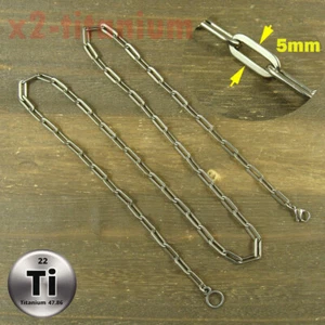 5mm width Pure Titanium Oval shaped necklace anti-allergy XH260 - Picture 1 of 10