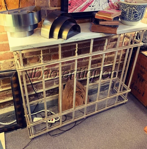 CUSTOM ARCHITECTURAL SALVAGE WROUGHT IRON WALL CONSOLE TABLE W/ MARBLE TOP Cover