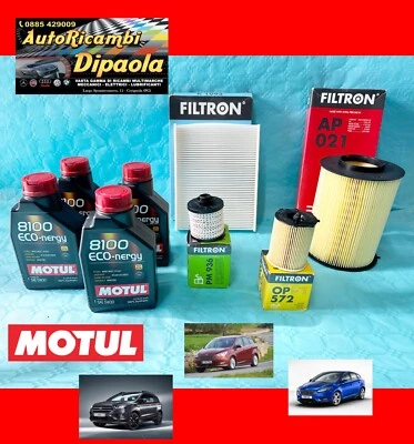 KIT TAGLIANDO FORD C-MAX II FOCUS III 3 KUGA 1.5 TDCI 4L MOTUL 8100 5W30 FILTRI