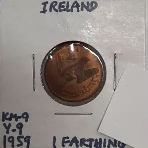 1959 Ireland Farthing - Woodcock Bird in Flight Uncirculated w/Toning - Picture 1 of 2