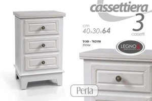 MOBILE CASSETTIERA PERLA 3 CASSETTI IN LEGNO SHABBY CHIC 40*30*64 CM TOD-782558 - Foto 1 di 1