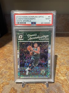 Giannis Antetokounmpo White Sparkle Donruss Optic 2016 PSA 9