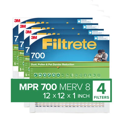 Filtrete Electrostatic Air Filter 700 MPR 710-4PK-1E, 12 in x 12 in x 1 in - Image 1 of 4