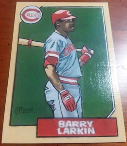 Impresión de tarjeta de arte de béisbol de Barry Larkin, 87 novato - Imagen 1 de 2