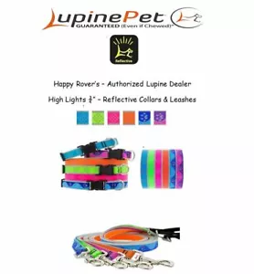 Lupine Highlights reflektierende Hundehalsbänder oder -leinen - 3/4" - Wählen Sie eine Farbe/Größe - Bild 1 von 12