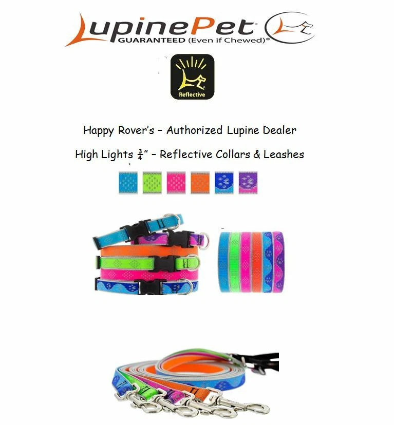 Lupine High Lights Pink Paws 3/4 In 6 Ft Leash & 3/4 In 13”-22” Collar Set