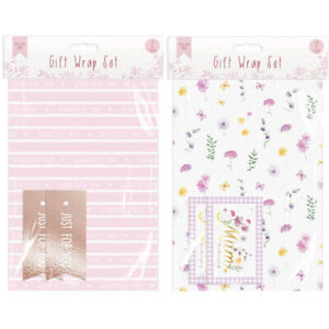 Mother's Day Wrapping Paper - Gift Wrap Pack Mum Presents Tags Party Present