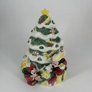 Vtg Disney Ceramic Christmas Tree Cookie Jar Taiwan Mickey Minnie Donald Pluto - Picture 1 of 24