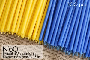300 Stück Wachskerzen, gelb + blau Kerzen №60, Ritualkerzen, Kerzenset - Bild 1 von 5