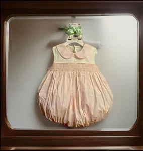 Girls NWT Baby Sen by Remember Nguyen Smocked Bubble Romper Free Bow 18 Months - Picture 1 of 13