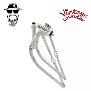 20" Bicycle F&R ORIGINAL LOWRIDER Bent Spring Fork 1" W/Cage Twisted Bars Chrome - Picture 1 of 1