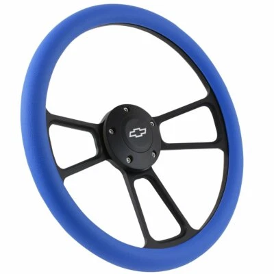 Rueda estilo músculo negro de 14" y botón de bocina Chevy - tu elección de media envoltura Foto 1 de 4