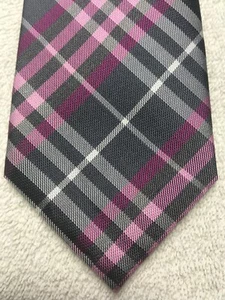 GEOFFREY BEENE MENS TIE PURPLE PINK GRAY PLAID 3.25 X 61 - Picture 1 of 4