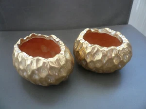 Ostern Osterdeko 2 Terracottaeier Geschenkverpackung Ostereier zum Befüllen gold - Bild 1 von 5