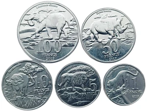 KATANGA SET 5 MONETE 2017 ANIMALI AFRICANI BIG V ELEFANTE LEONE RINOCERONTE BUFALO UNC - Foto 1 di 2