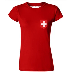 Camiseta con insignia de fútbol suizo para mujer Footy Copa Mundial - Imagen 1 de 2