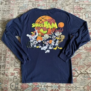 Space Jam Langarmshirt Herren Medium Navy Blau Grafik Logo Loony Toons Bball - Bild 1 von 10