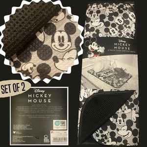 NWT Classic Disney Mickey Mouse Dish Drying Mats Set Of 2 Black & White 16"x18" - Picture 1 of 8