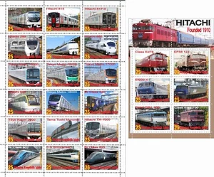 Stamp sheet+block Hitachi Locomotives 2022 issue - Picture 1 of 1