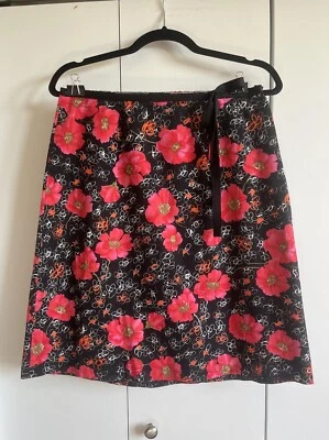 Falda De Colección Y2k Rosa Negra Floral Lazo Acento Talla PM Twee Foto 1 de 4