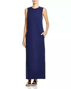 $395 Nuevo con Etiquetas Vestido Theory FRASHIL Admiral Crepe Maxi Sin Mangas Azul Ónix Talla 0 - Imagen 1 de 4