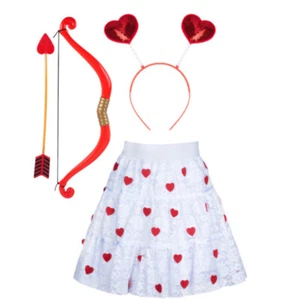 Amor Kostüm Damen Herz Herzchen Fasching Karneval Rock Haarreif Pfeil & Bogen - Bild 1 von 3