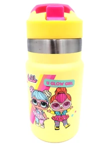 Bottiglia d'acqua LOL Surprise ""U Glow Girl"" giallo rosa acciaio inox 12 once - Foto 1 di 10