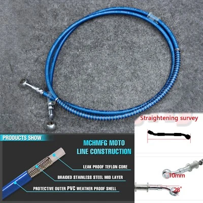 Tubo de manguera de aceite de embrague de freno de motocicleta 1100 mm 43,30" azul trenzado hidráulico Foto 1 de 4