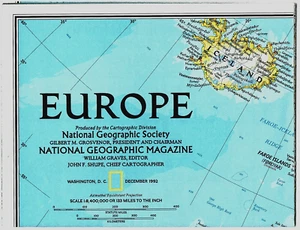 1992-12 December NEW EUROPE National Geographic Map UKRAINE EU UK EUC - A3+ - Imagen 1 de 4