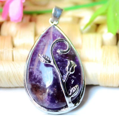 Nuevo collar colgantes de plata vintage de amatista púrpura gota joyería navideña Foto 1 de 4